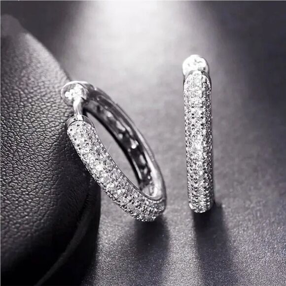 The Brilliance Mini Hoop Earrings in 925 and cubic zirconia - Picture 1 of 11